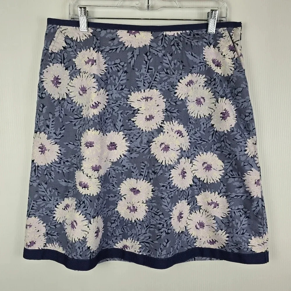LL Bean grey a-line mini skirt with white flowers